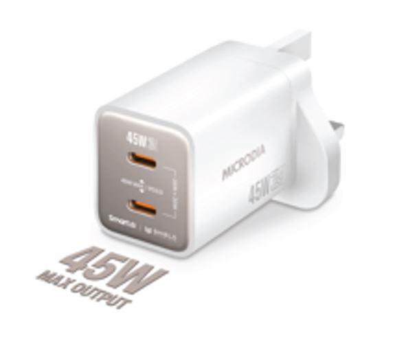 MICRODIA SmartCube Nano 45W USB-C P D & USB-A Wall Charger w/PPS Charging Pearl White (59868) $300
