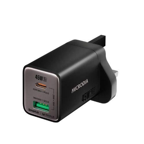 MICRODIA SmartCube Nano 45W USB-C P D & USB-A Wall Charger w/PPS Charging Charcoal (58869) $350